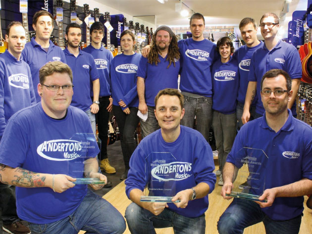 Andertons staff with award
